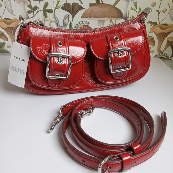Coach Handbags - NWT Coach Ashton Cardinal Red/ Silver Baguette Hand Bag